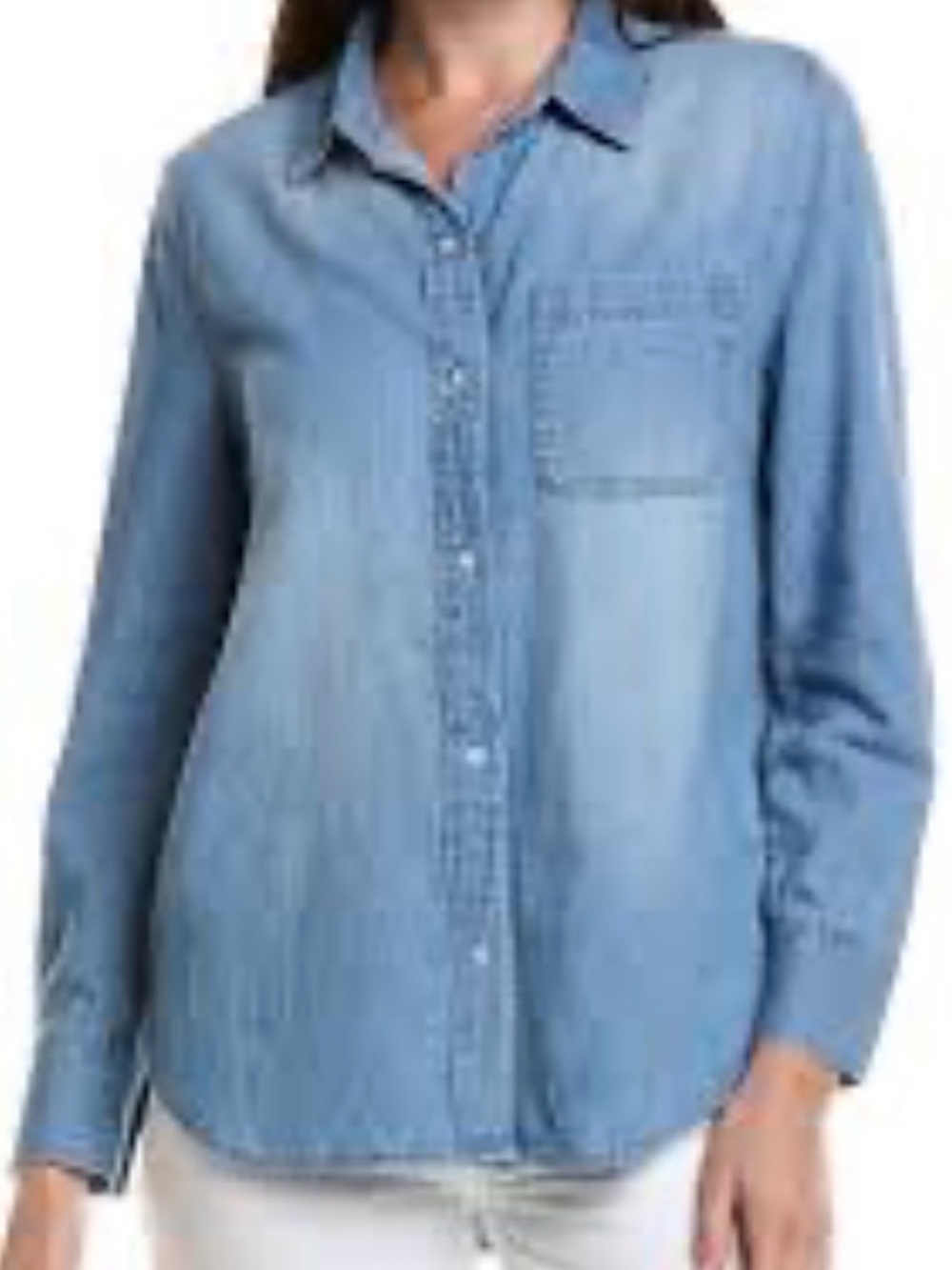 Lola River -Light Blue Denim Button-Down Shirt - Classic Everyday Style